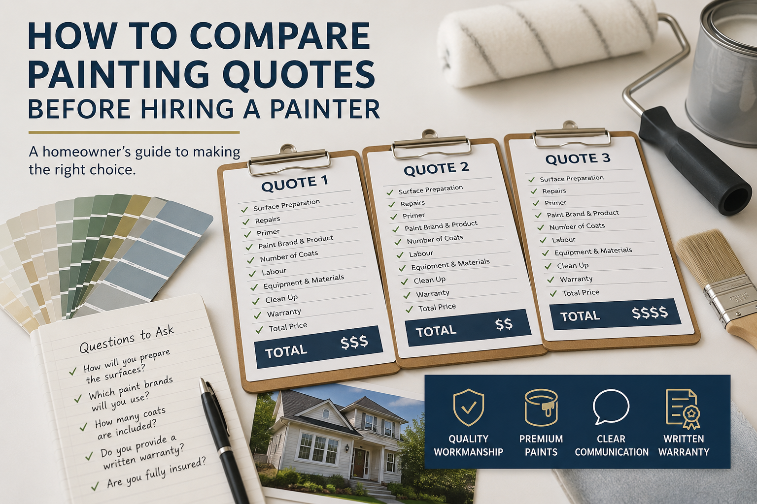 How to compare painting quotes before hiring a painter with professional painting quote checklist